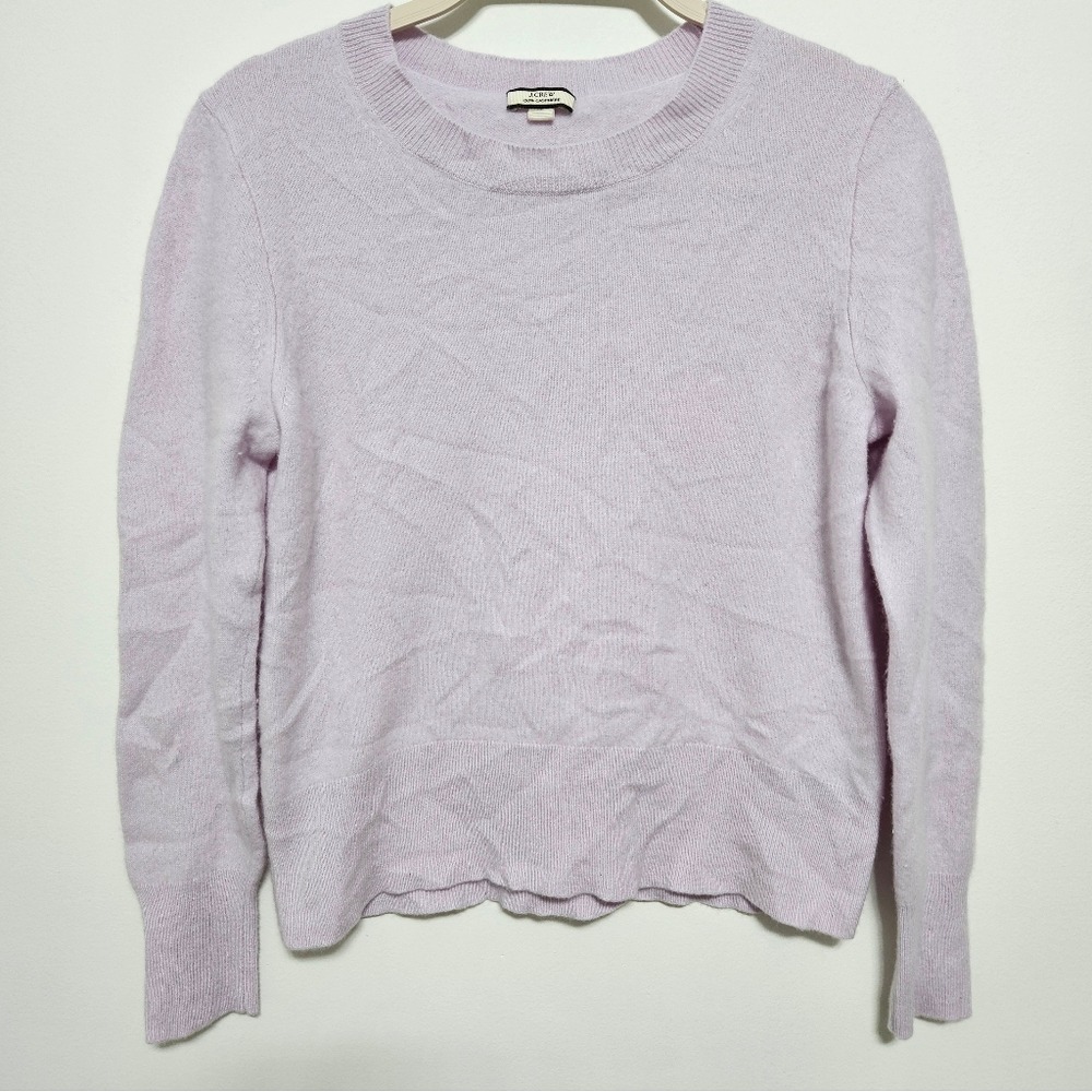 J.CREW 100% Cashmere Sweater Long Sleeve‎ Coquette Cottage Cozy Womens Purple M